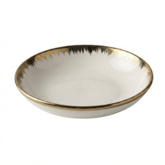 Plato Semi-hondode Blanco Con Borde Dorado 25cm