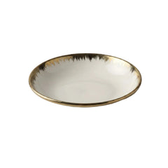 Plato Semi-hondode Blanco Con Borde Dorado 18cm