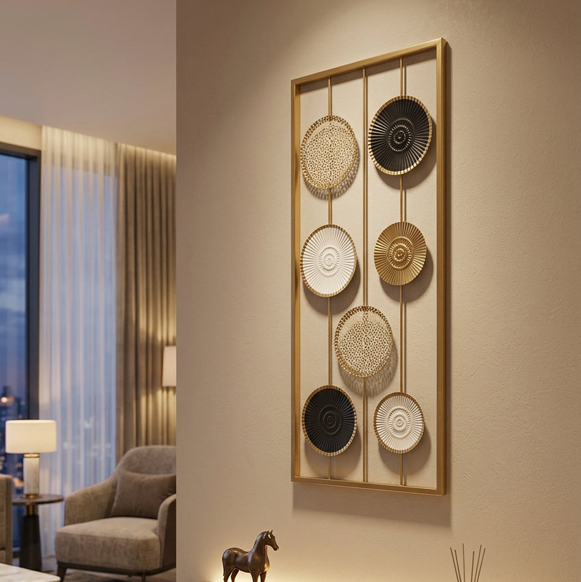 Cuadro Decorativo Circles Gold & Monochrome 70x35cm