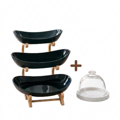 Combo Harmony: Organizador Triple Bandeja de Policarbonato + Mini Postrera con Domo