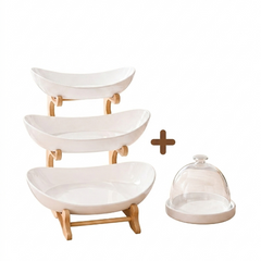 Combo Harmony: Organizador Triple Bandeja de Policarbonato + Mini Postrera con Domo