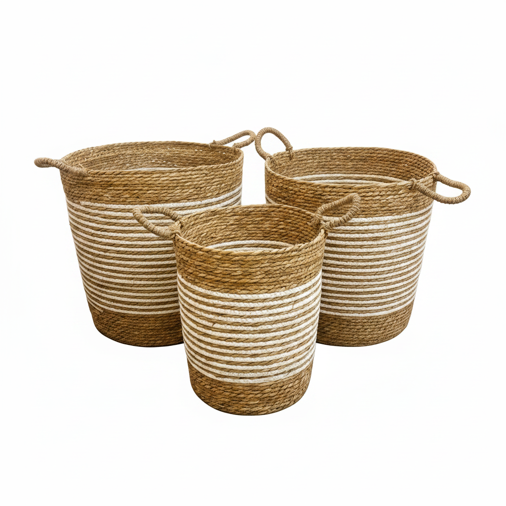 Set x3 Canastos Organizadores en Yute Natural