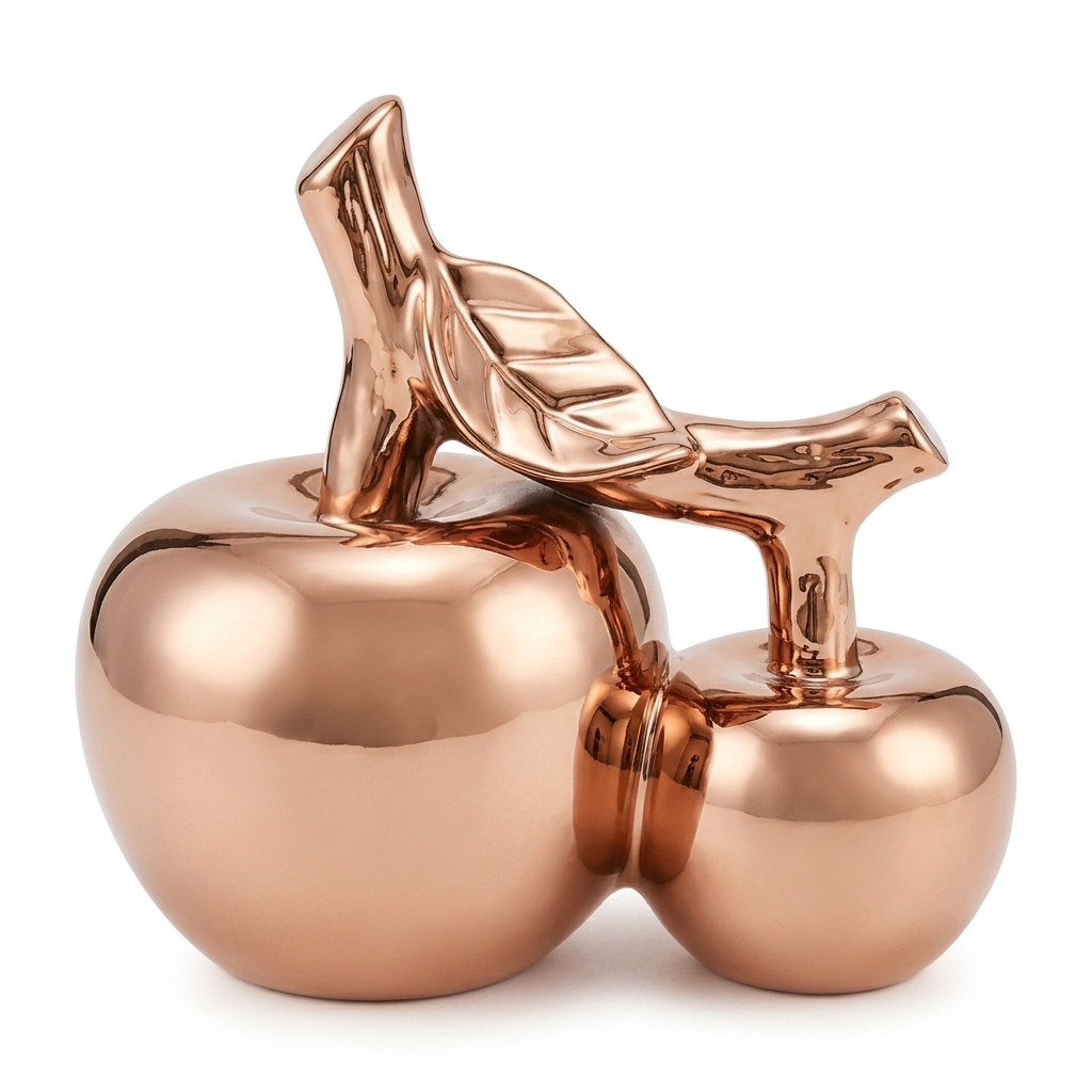 Elegante Manzana Decorativa de Cerámica - Oro Rosa