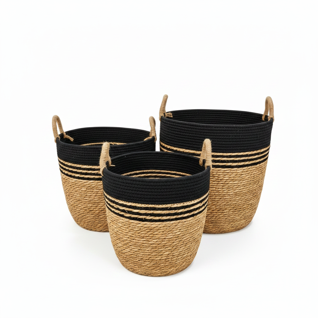 Set x3 Canastos de Yute Negro