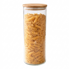 Recipiente Premium de acrilico con Tapa Natural estilo bambu 860ML