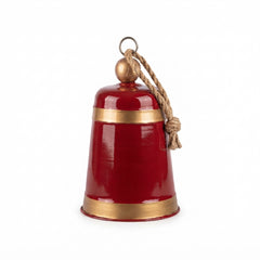 Campana Navideña Colgante 13.51 cm Rojo y Dorado con Cuerda rústica