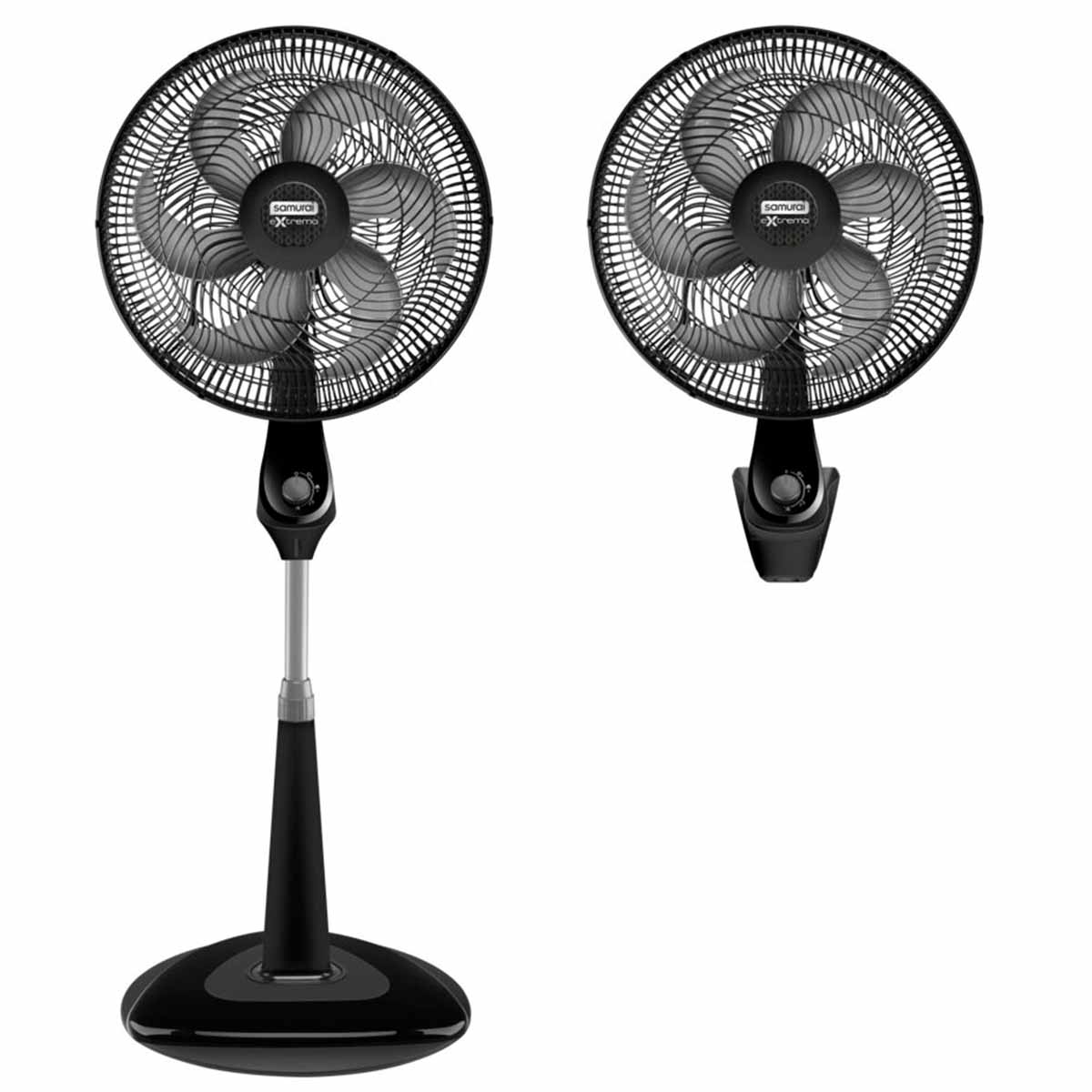 Ventilador SAMURAI Extremo 2 En 1: Pedestal o Pared, Negro