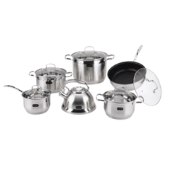 Bateria 12 Piezas Acero Inoxidable Con Tetera