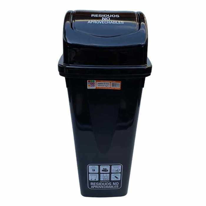 Papelera 35L Vaiven Negra Rimoplast