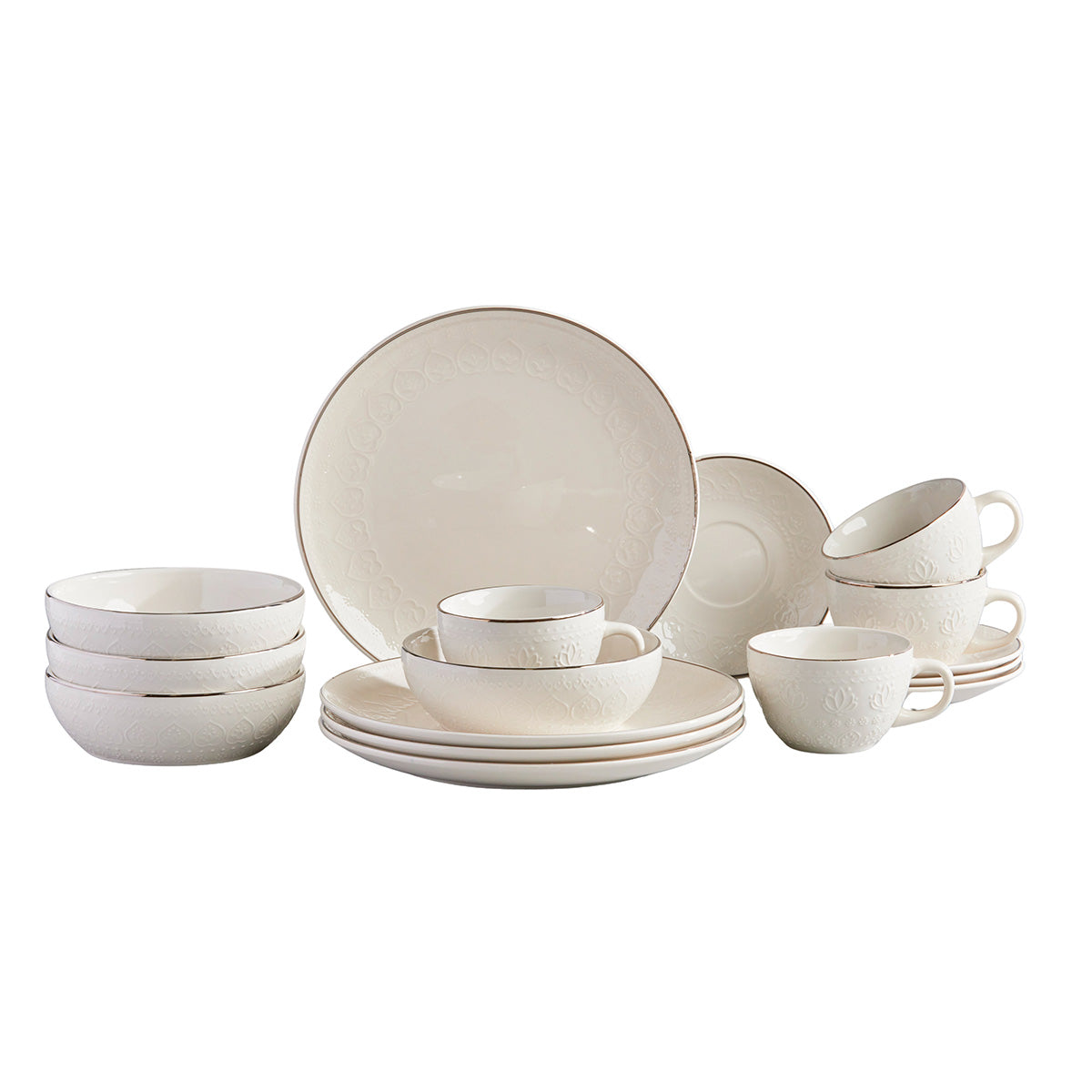 Vajilla Harmony Plateado 4 puestos 16 piezas  Corona