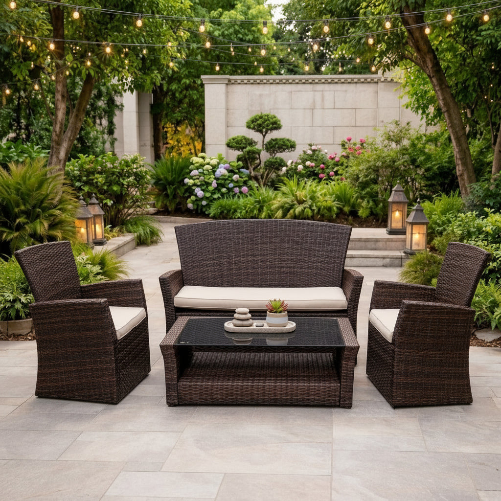 Sala Rattan Wengue En Mimbre Sintetico