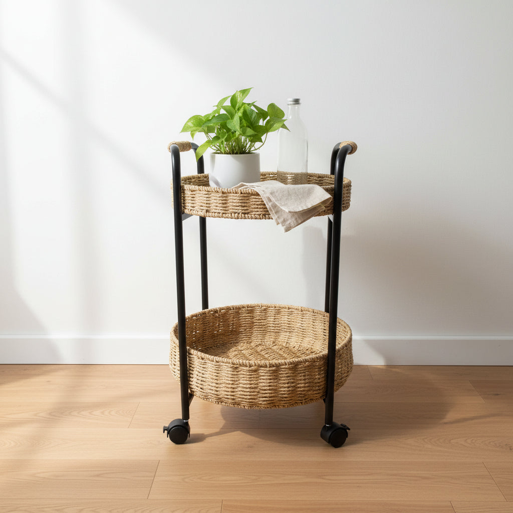 Carrito Organizador con Canastos en Yute