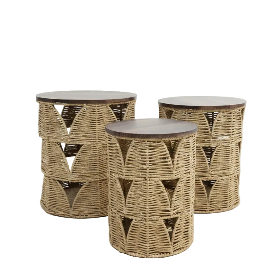 Set de Mesas Auxiliares en Yute: Estilo Natural y Versátil
