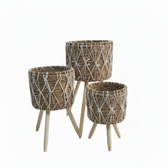 Set de 3 Materas Tejidas con Patas de Palo