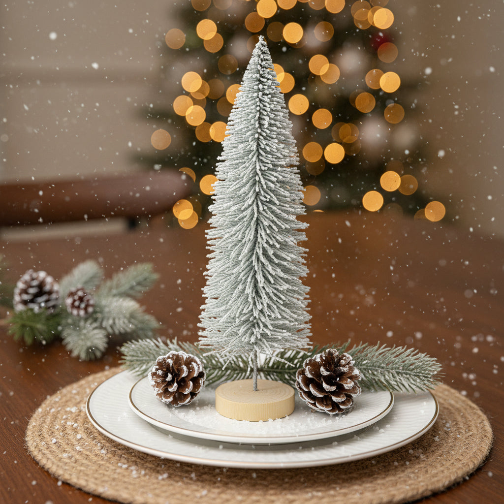 Árbol de Navidad Artificial Decorativo con Efecto Nevado Mediano