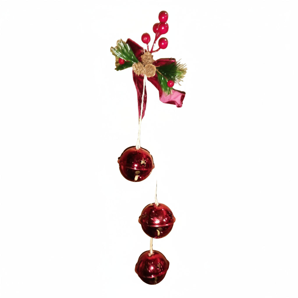 Adorno Colgante Navideño de Cascabeles con Lazo