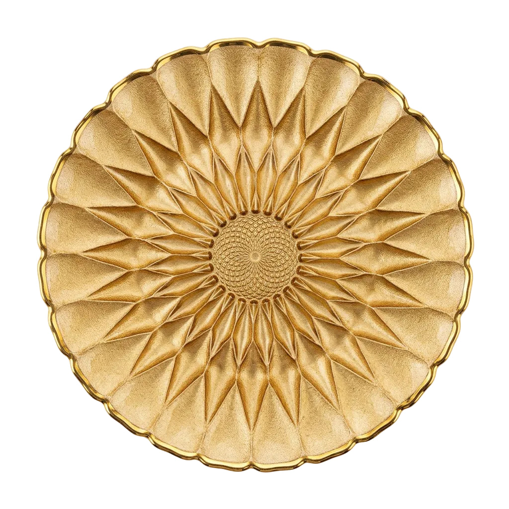 Plato Base de Vidrio Dorado Sol / Girasol 32 cm