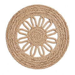 Individual Redondo en Yute Natural con Diseño Calado Sol – 35 cm
