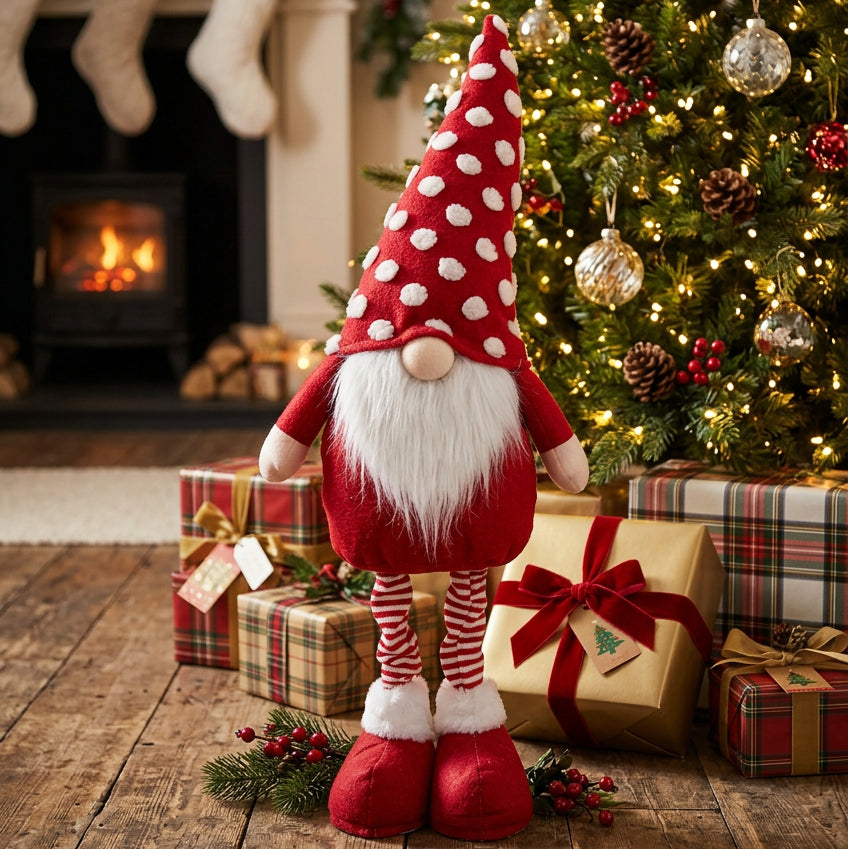 Gnomo Navideño extendible Decorativo con Sombrero 65cm a 75cm