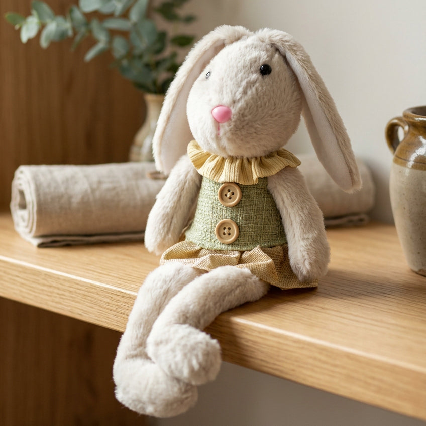 Muñeca Conejita de Pascua Navidad con Vestido Verde 30cm