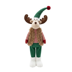 Muñeco Reno Navideño de Pie con Chaleco de Peluche 50cm