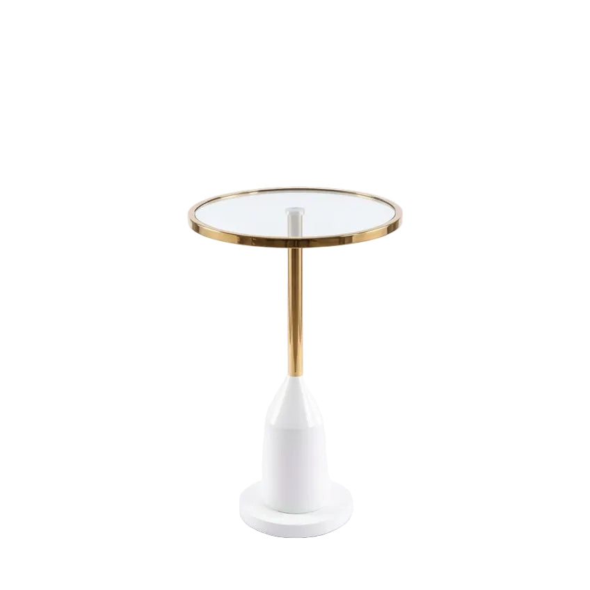 Mesa de Rincón Decorativa Dorado y Blanco 60x35cm