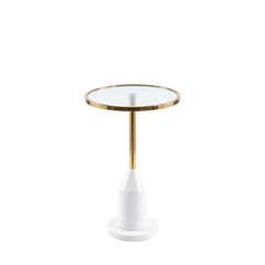 Mesa de Rincón Decorativa Dorado y Blanco 60x35cm