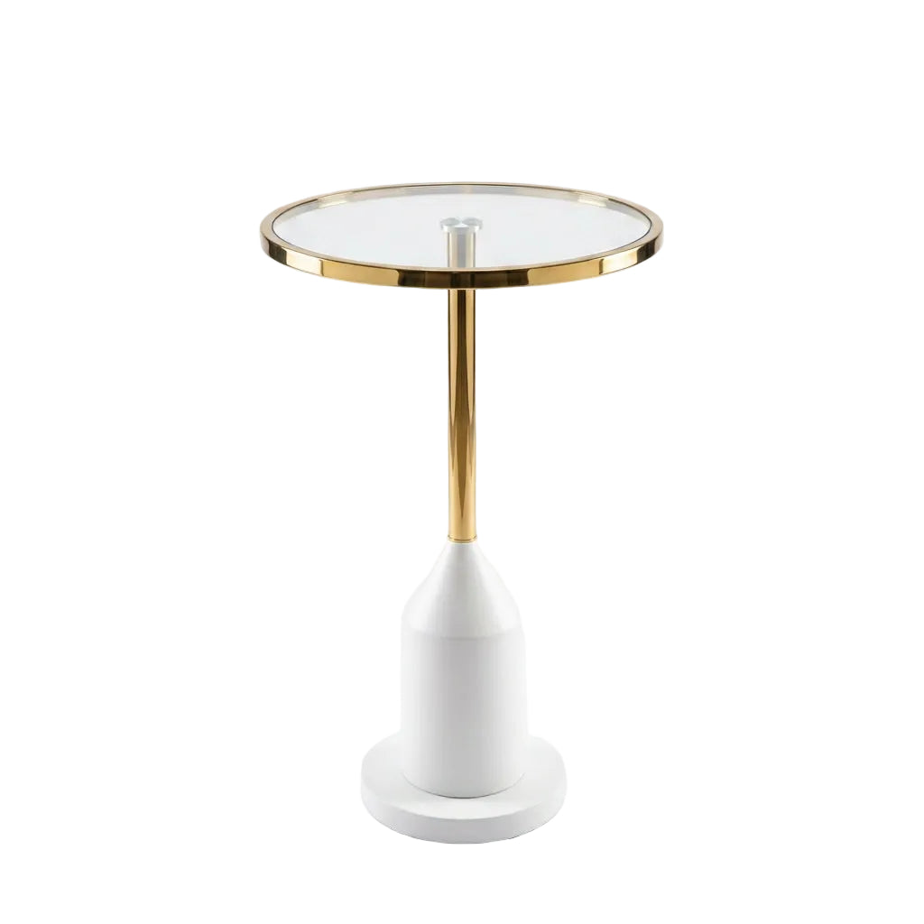Mesa de Rincón Decorativa Dorado y Blanco 56x35cm