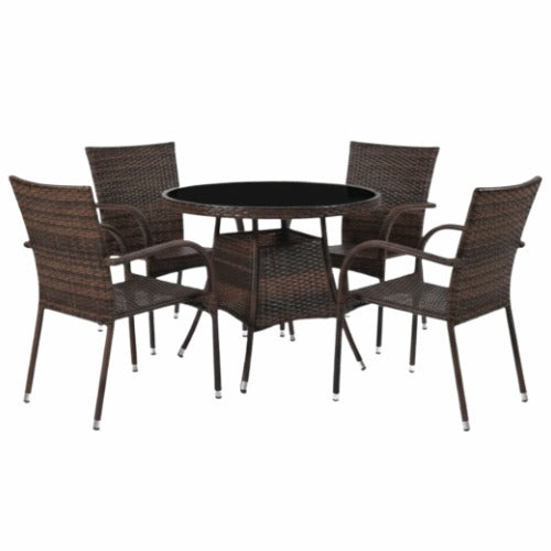 Juego de comedor exterior de 5 Cafe con Negro
