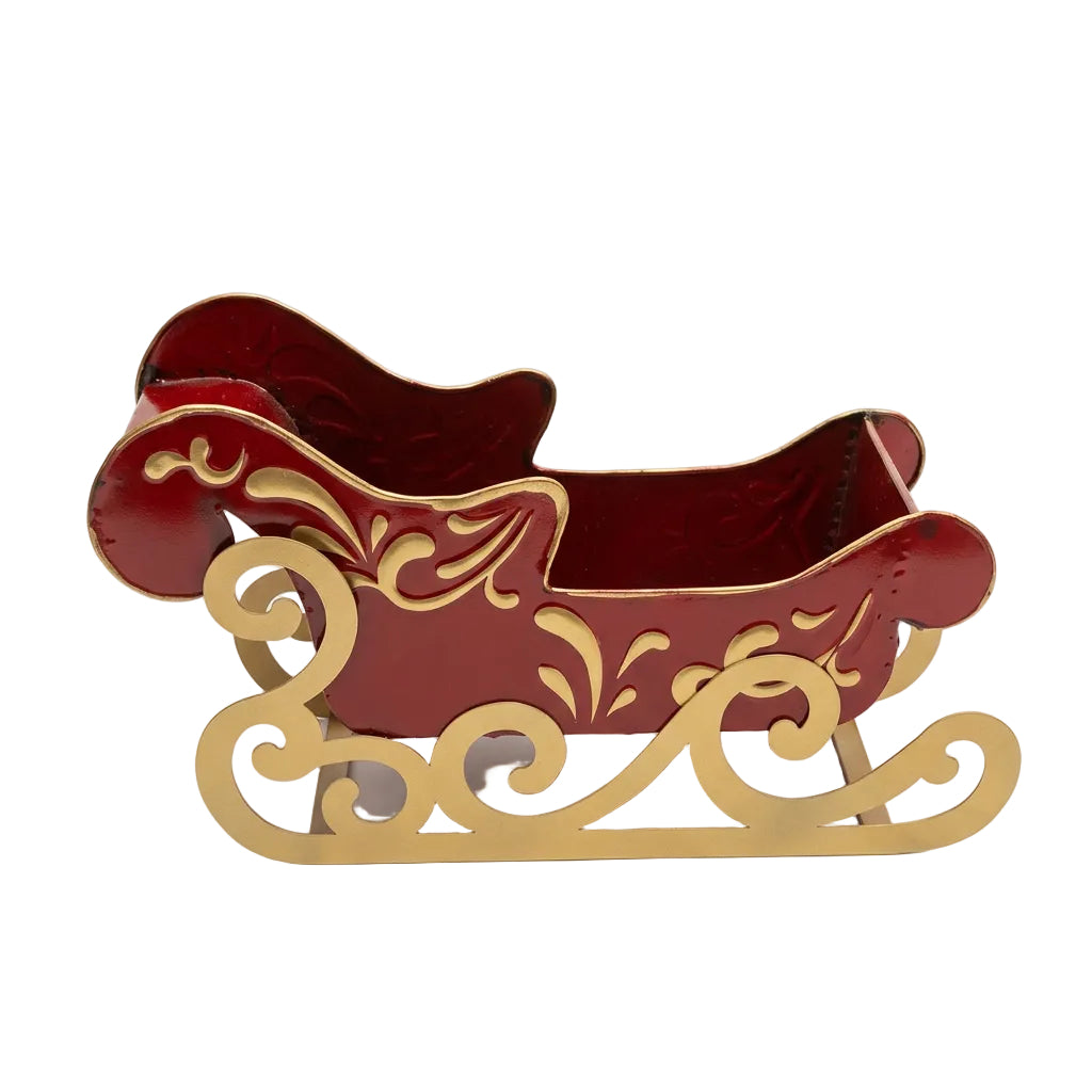 Adorno Navideño en Forma de Trineo de Color Rojo