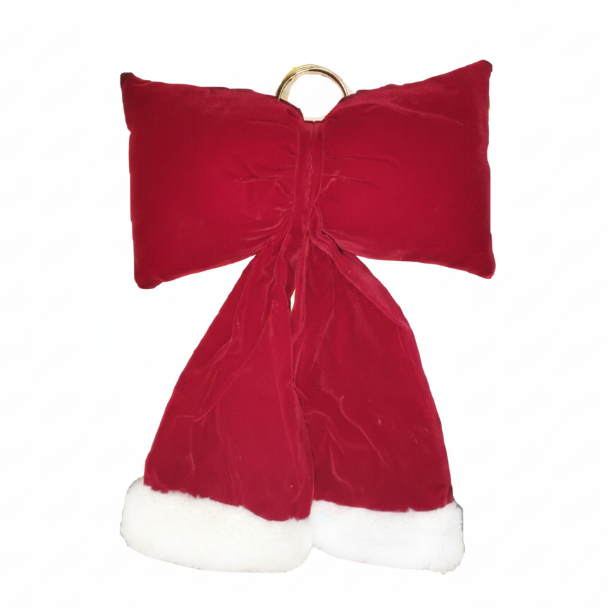 Lazo Navideño con Borde de Peluche