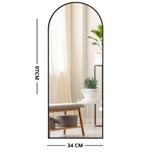 Espejo 97cm x 34cm Borde Superior Curvo