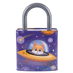 Alcancía Infantil Candado Aventura Espacial - Ardilla Extraterrestre en OVNI 24x14cm