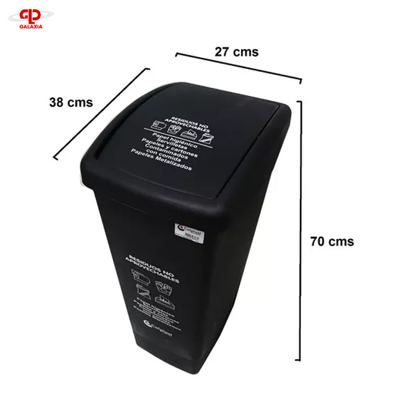 Papelera Tapa Plana 55L Color Surtido Colplast