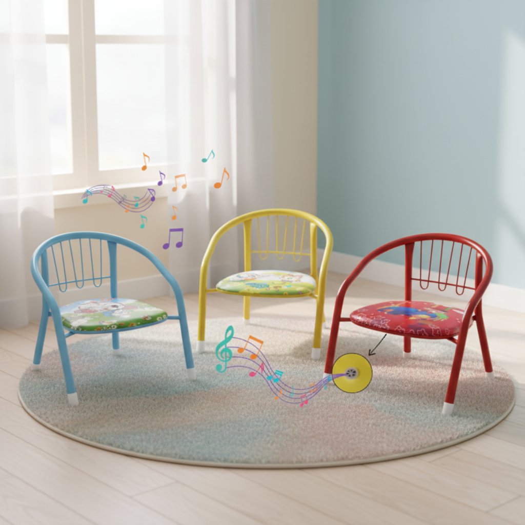 Silla Infantil Metálica Acolchada con Sonido al Sentarse