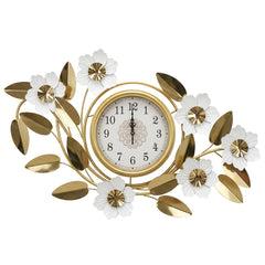 Reloj de Pared Decorativa Blanco y Dorado
