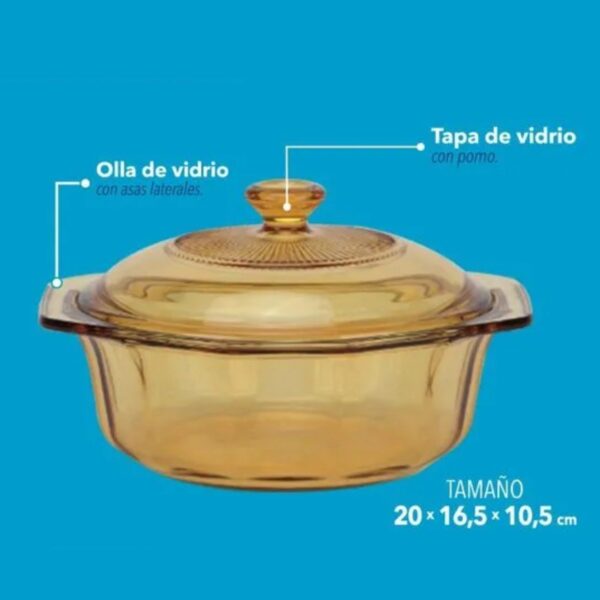 OLLA REFRECTARIA DE VIDRIO 1LT HOME ELEMENTS - Imagen 3